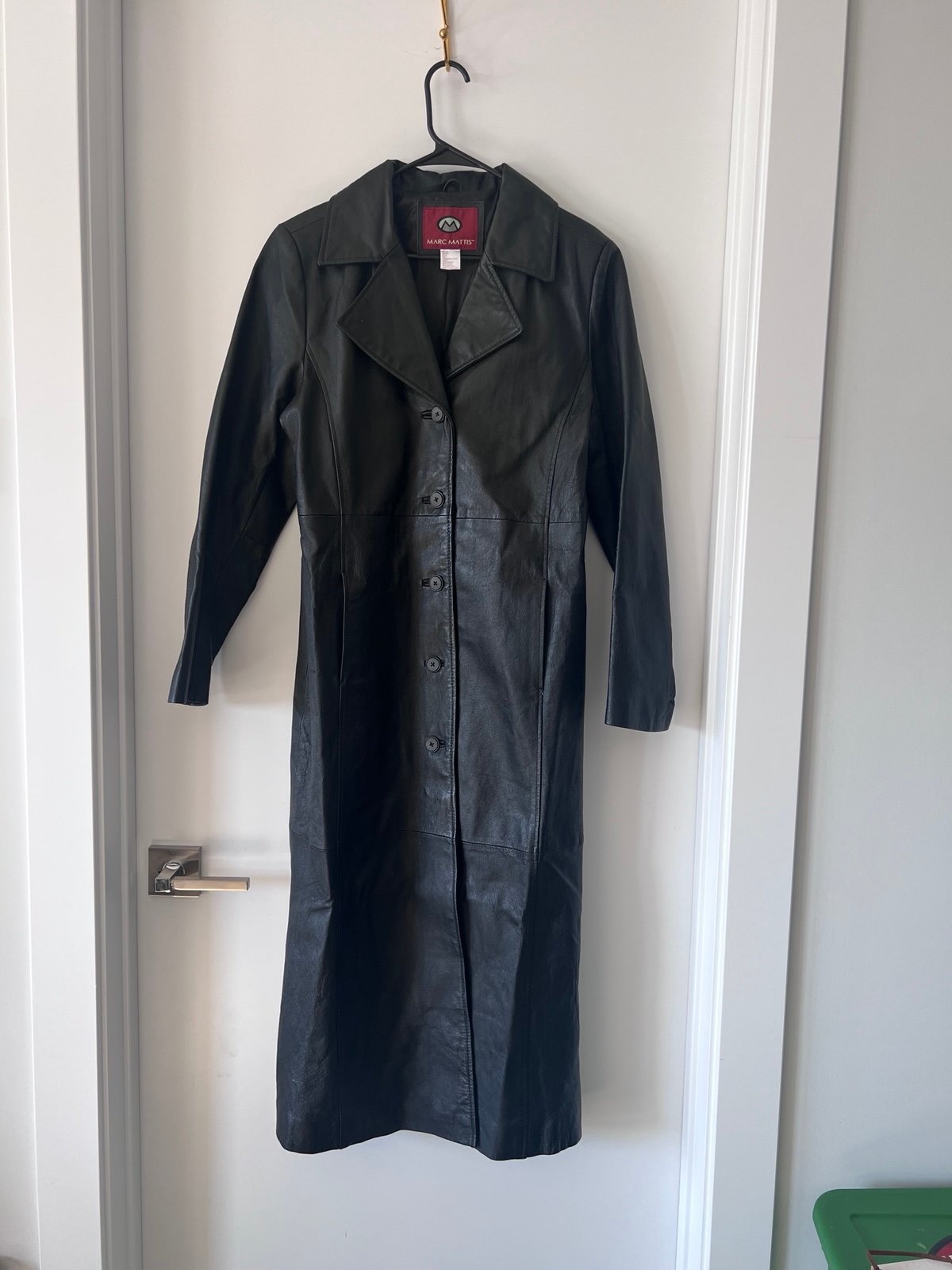 Vintage Marc Mattis Black Leather Trench Coat