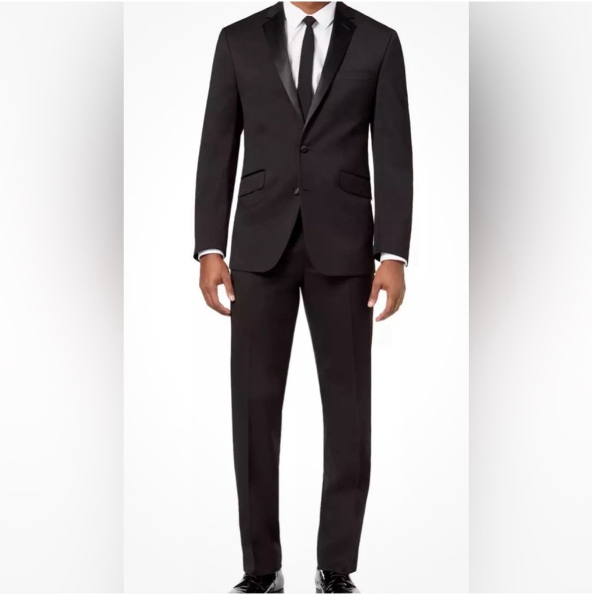 Kenneth Cole Reaction Slim-Fit Ready Flex Tuxedo Suit Black 38R 31 Waist New