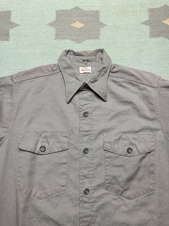 Vintage 50s King Kole work shirt chino twill gray gussets