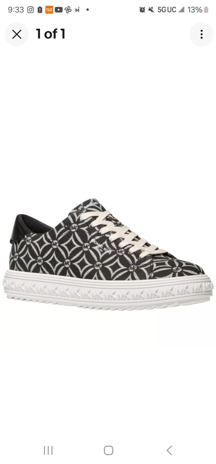 Michael Kors Grove Lace-Up women's Sneakers Black/Light Cream Size 7 Msrp 135