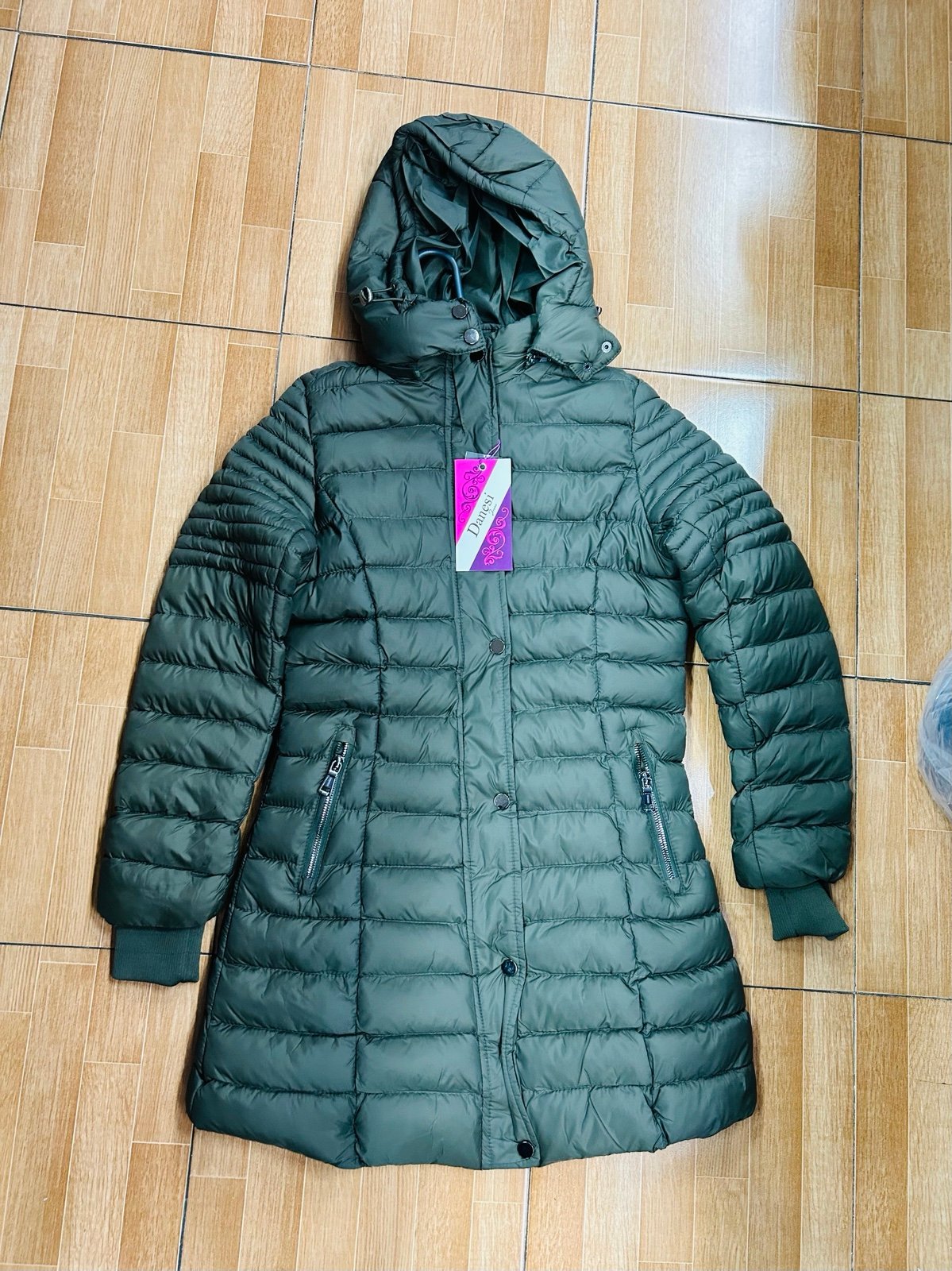 X-Large Danesi Olive Bubble Hooded Faux Fur Lined Jack