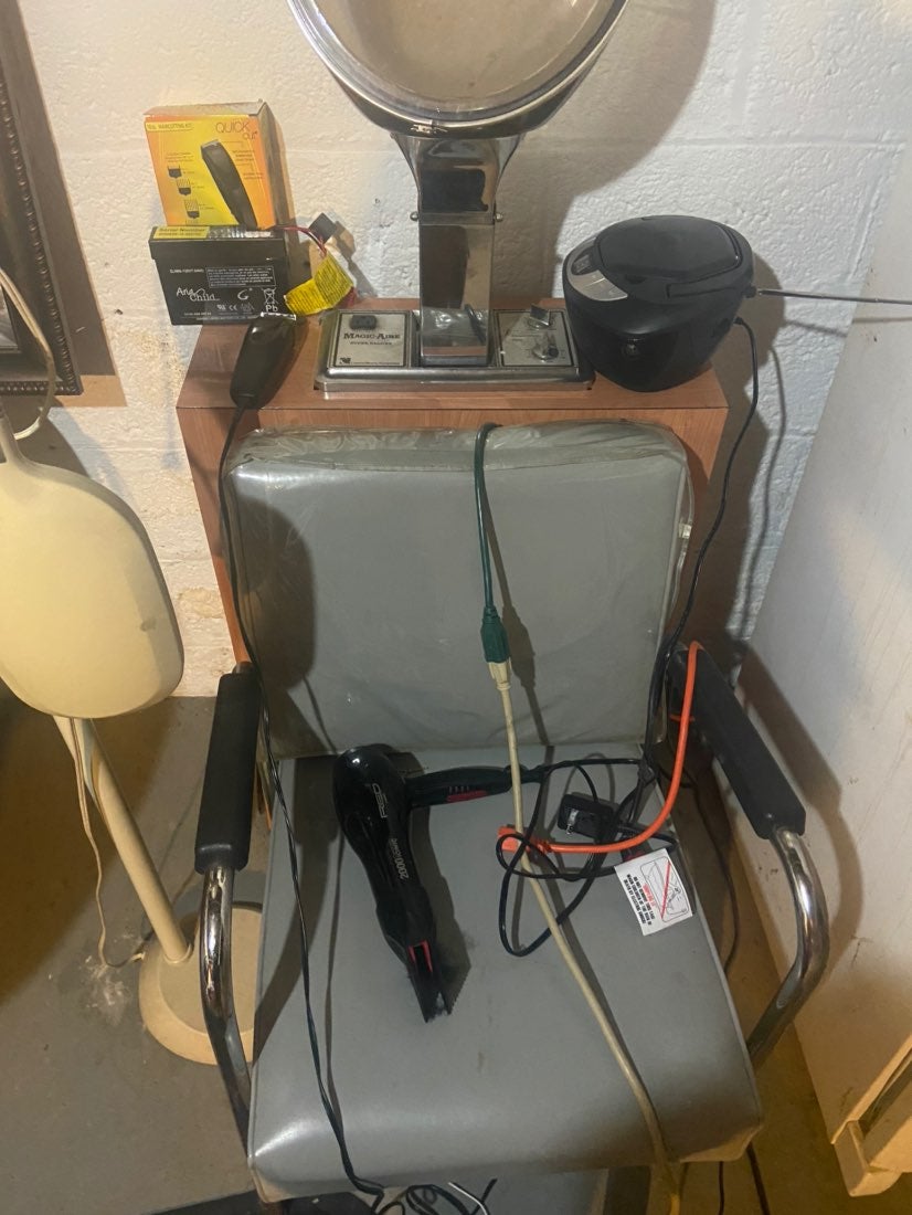 Chair and blow dryer w/stand