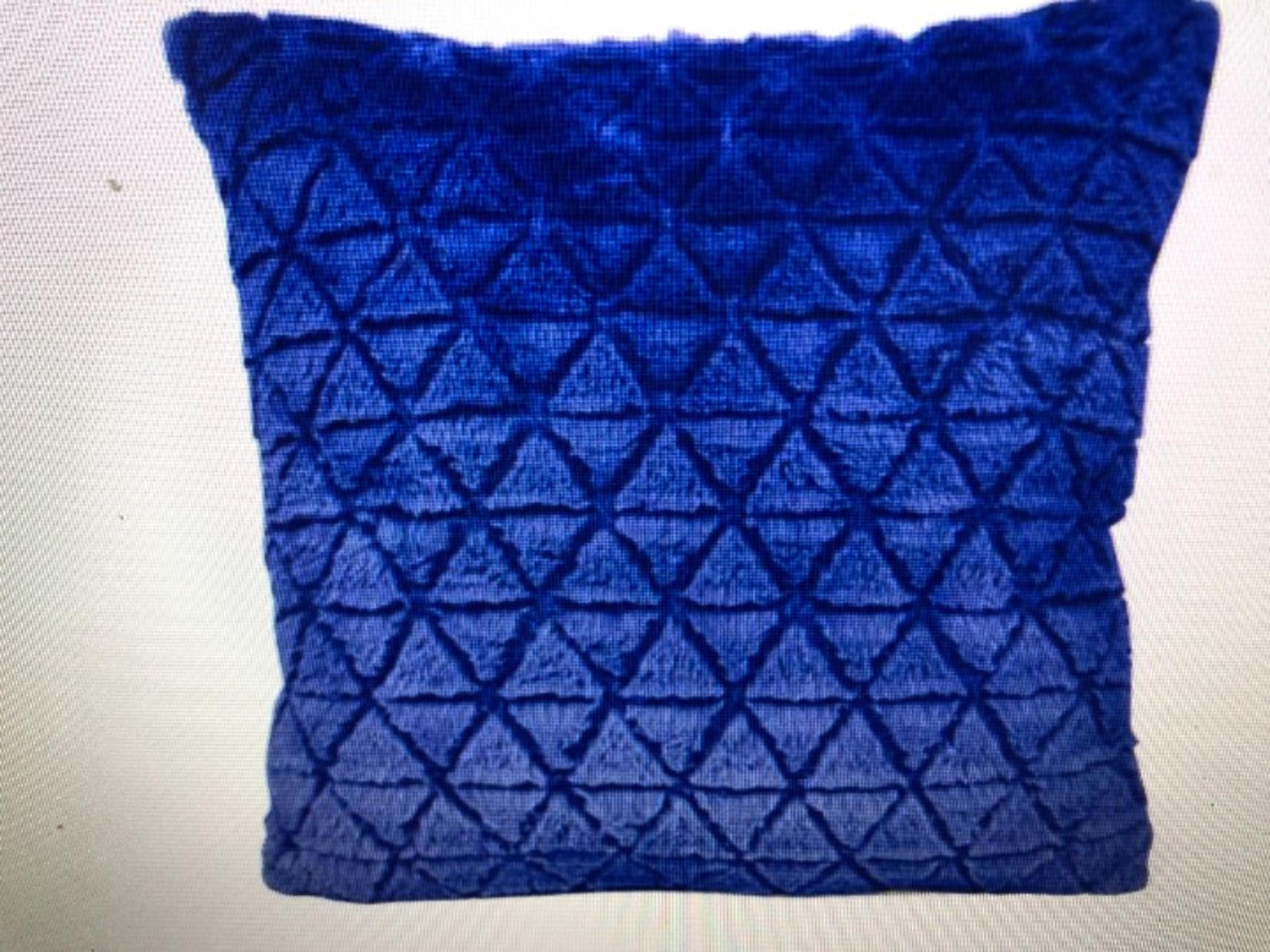 3 Blue Triangle Cut Fur Pillows
