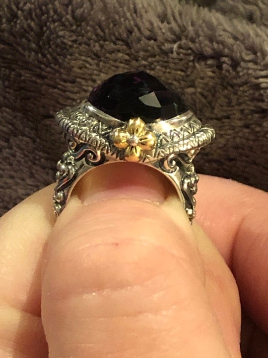 BARBARA BIXBY AMETHYST RING SIZE 6 SS|18K SILVER|GOLD