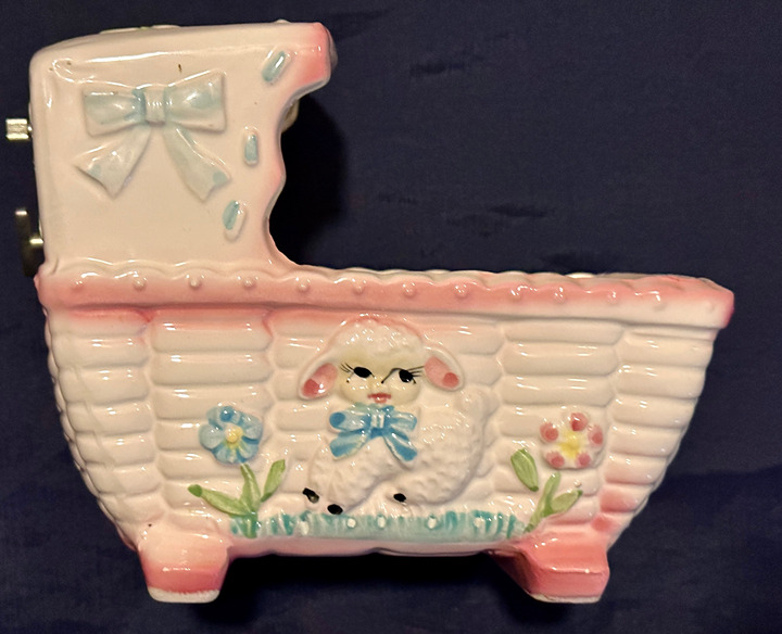 Musical Stoneware Baby Buggy Planter RubEns Original Japan Made Firm 131X