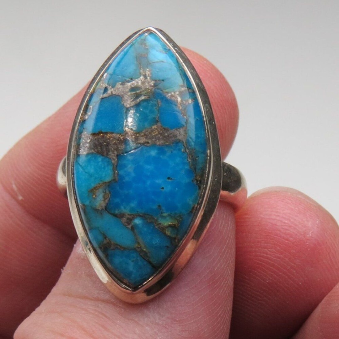 350 Sterling Silver Copper Turquoise Ring