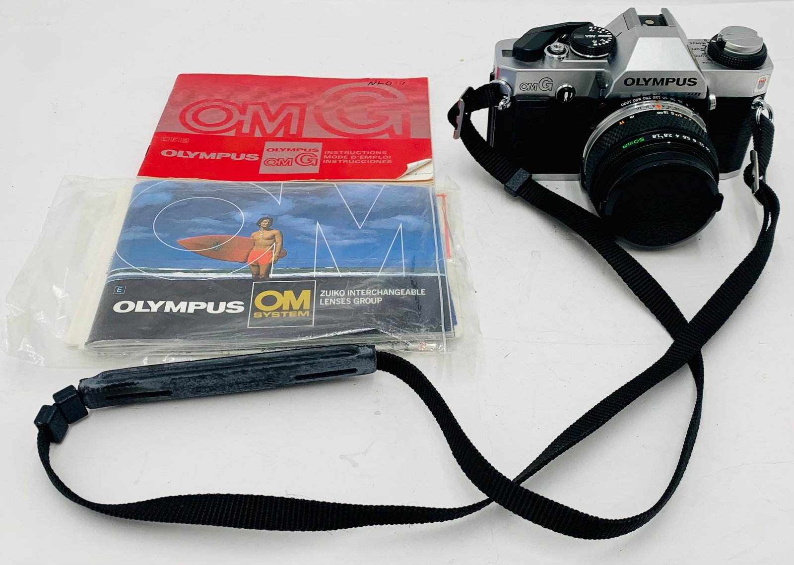 Olympus OMG 35mm Film Camera + Zuiko Auto-S 50mm 1:1.8 Lens & Manual Tested