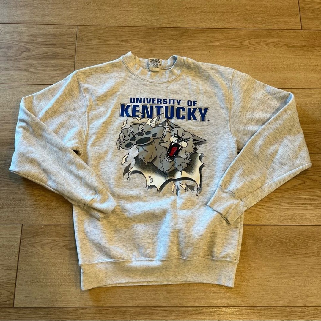 Vintage Kentucky Wildcats Gray Heather Double Sided Made USA Sweatshirt Size L