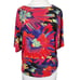Clara Sun Woo Colorful Slinky Bold Abstract Floral Dolman Sleeve Top Sz M USA