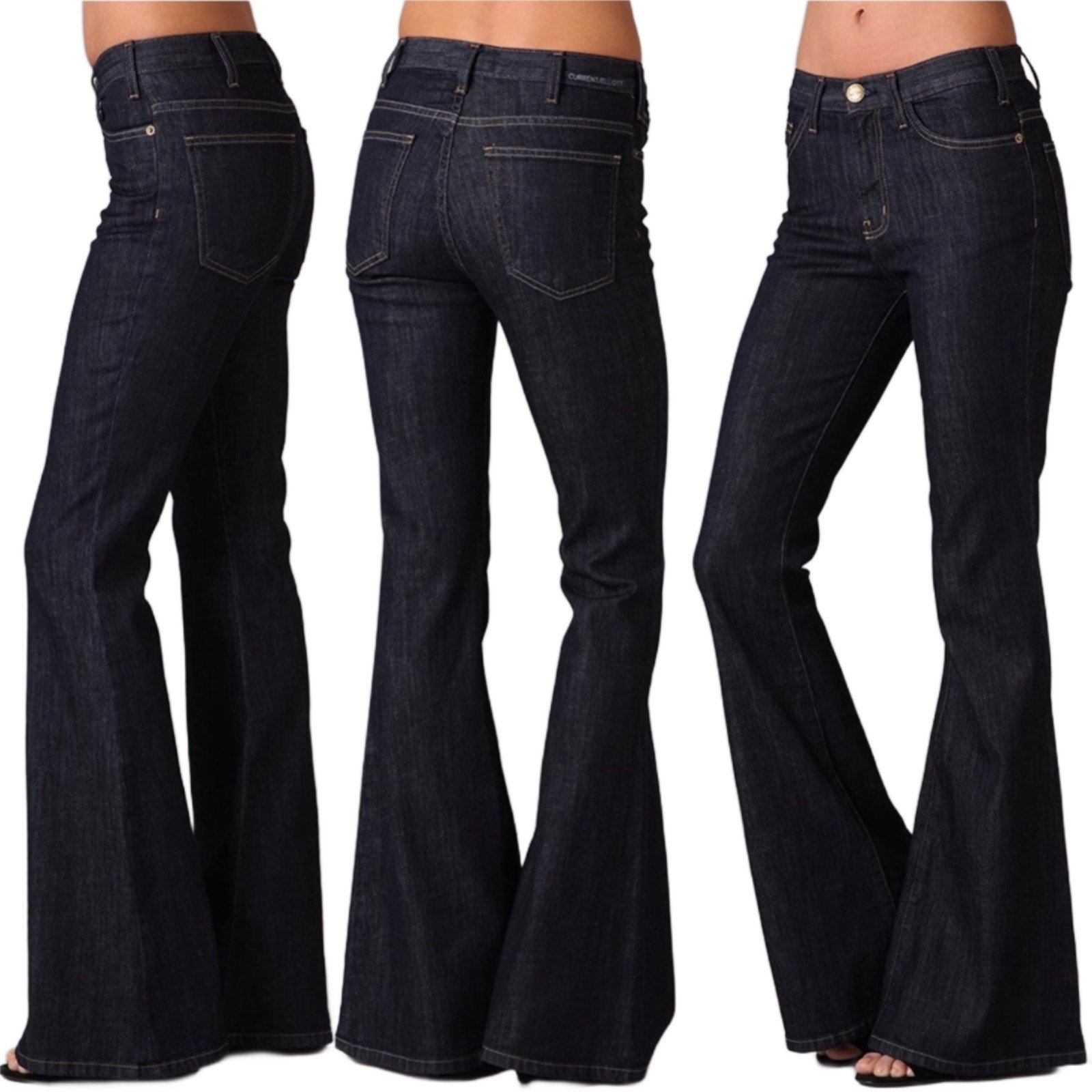 Current/Elliott The High Rise Bell Flare Jeans Patriot Size 28 Western Cowgirl