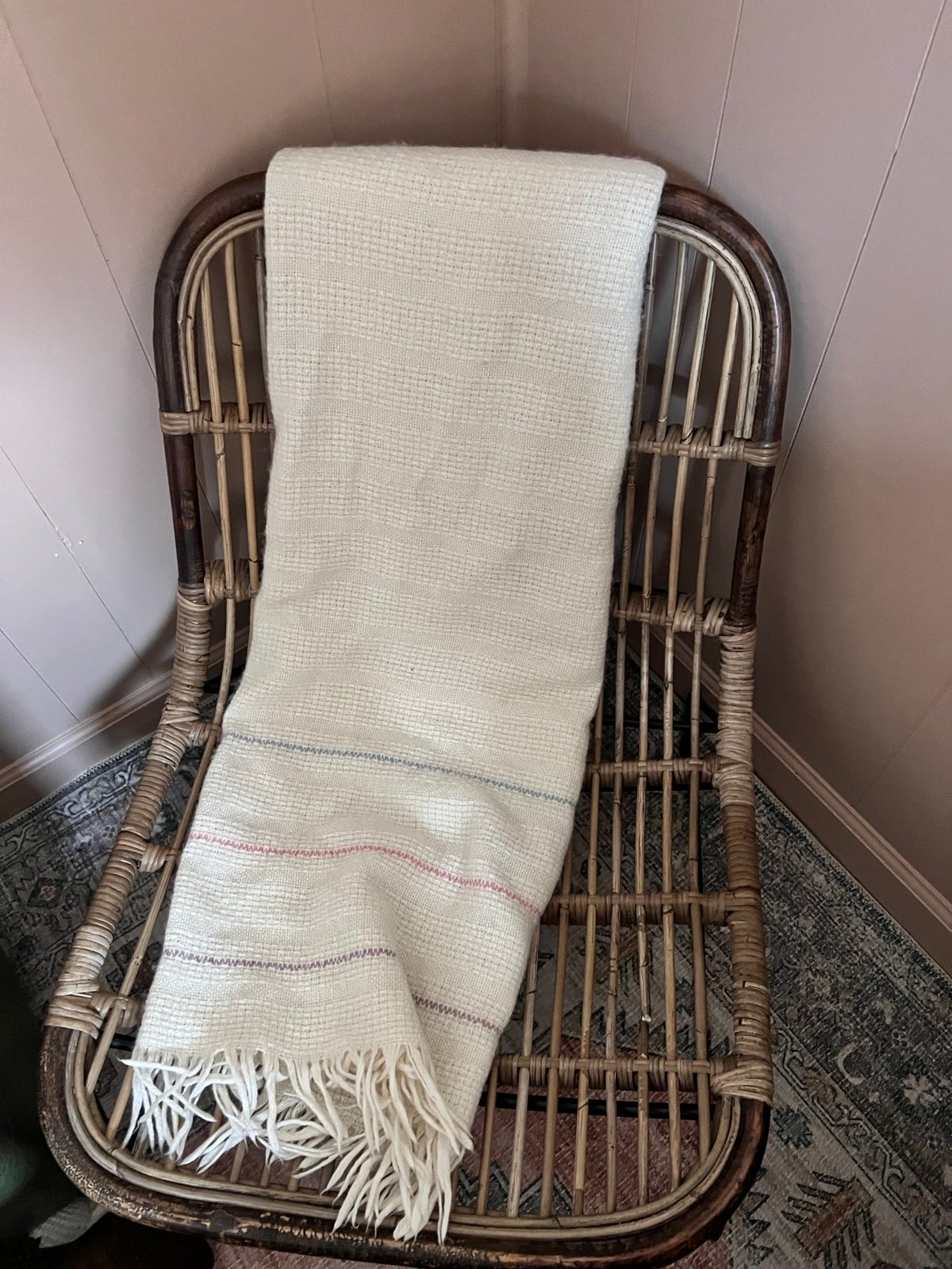 vintage antique real wool throw blanket