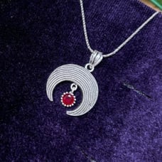 925 Sterling Silver Turkish Filigree Moon Necklace for Women, NEW,HandmadeGift