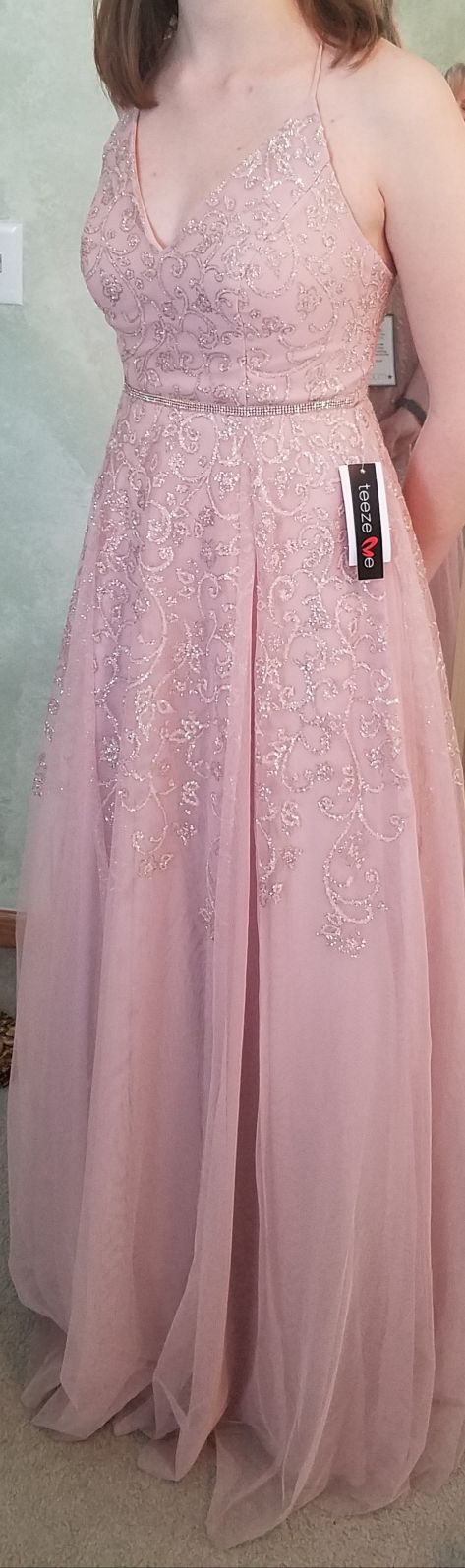 Pink V-neck Formal Gown Prom Dress