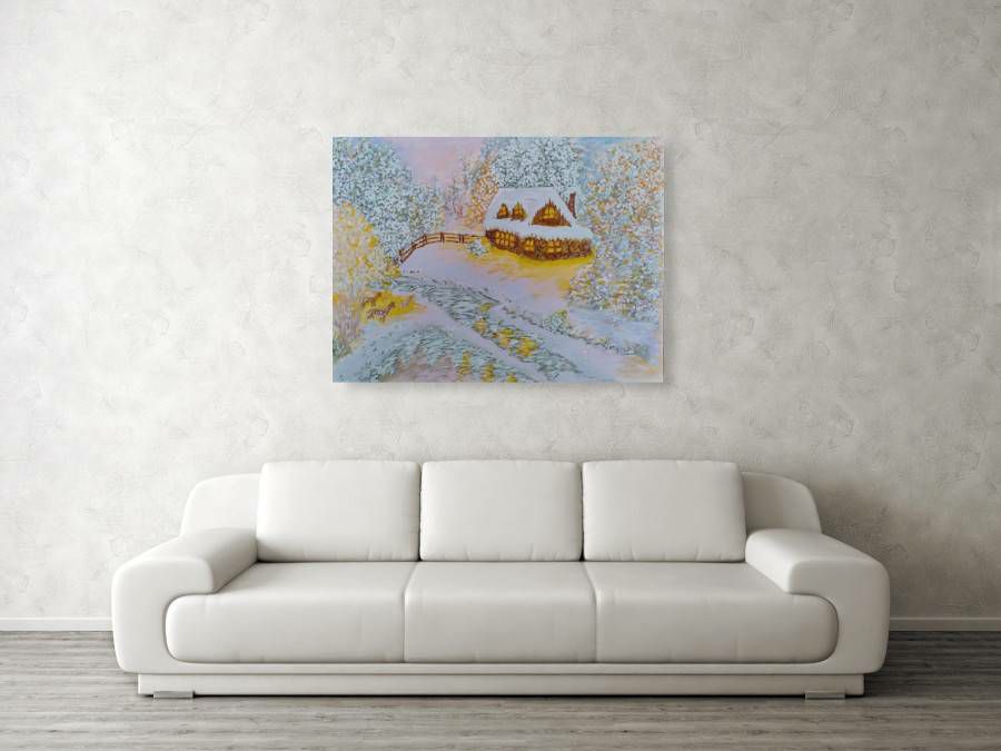 Fall cottage painting canvas wall decor
