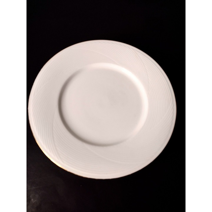 Jack Lenor Larsen Design Dansk Tapestries Brocade Gold White Dinner Plates 11in