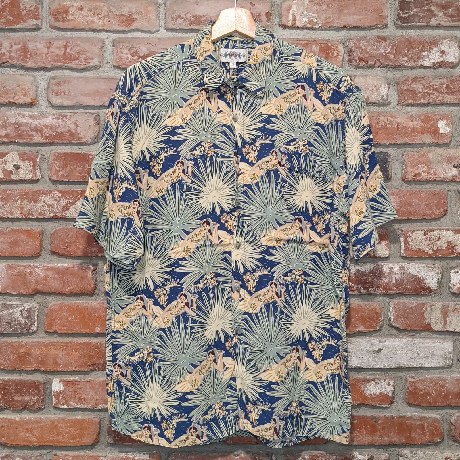 Vintage Campia Moda hula girl Hawaiian shirt