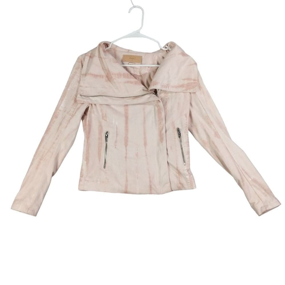 Blank NYC Faux Leather Jacket Full Zip Tie Dye Moto Biker Womens Size XS