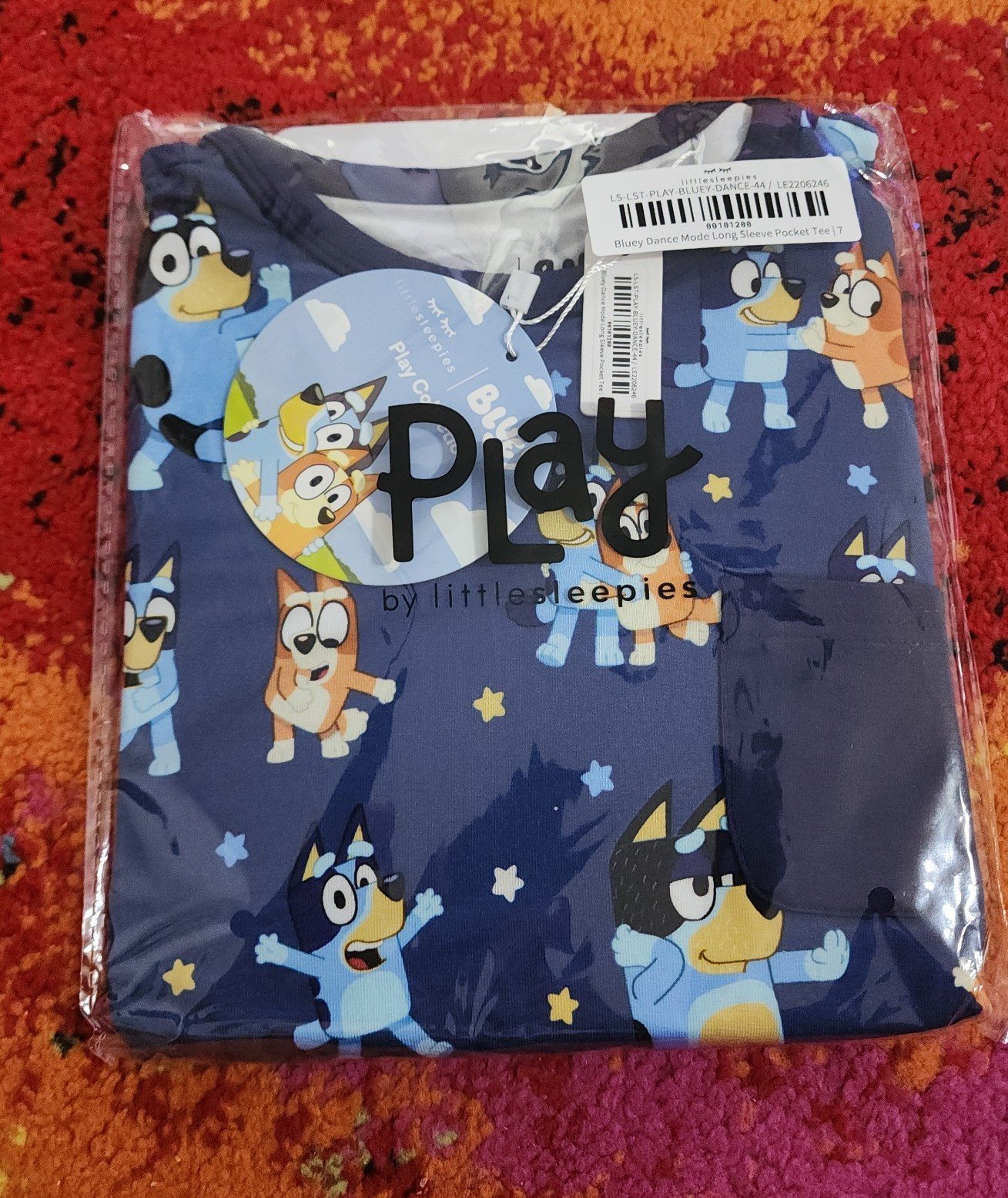 Little sleepies Bluey Dance LS pocket tee 7T