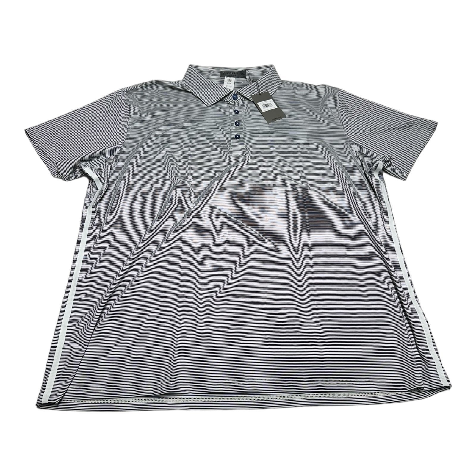 NWT Men's G/FORE Golf Black White Striped Short Sleeve Polo Shirt Stretch Sz XXL