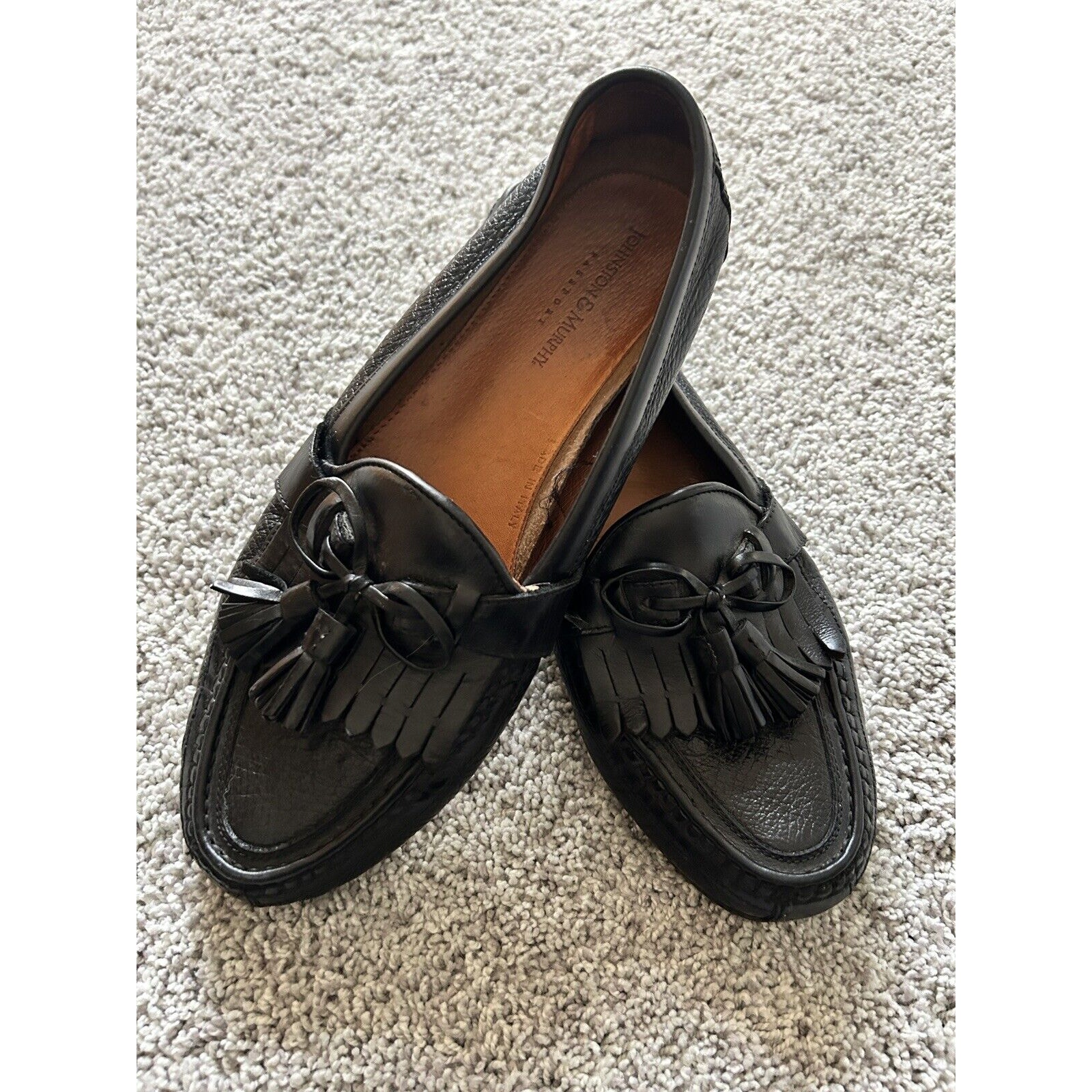 Johnston & Murphy Slip On Loafers Tassel Passport Italy Dress Shoes Mens 10.5