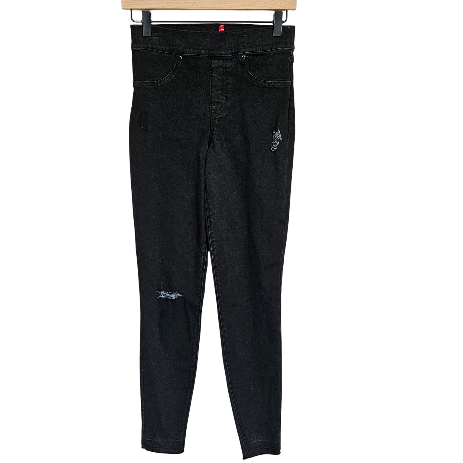 Spanx Distressed Ankle Skinny Jeans 20213R Vintage Black Women's Small Casual