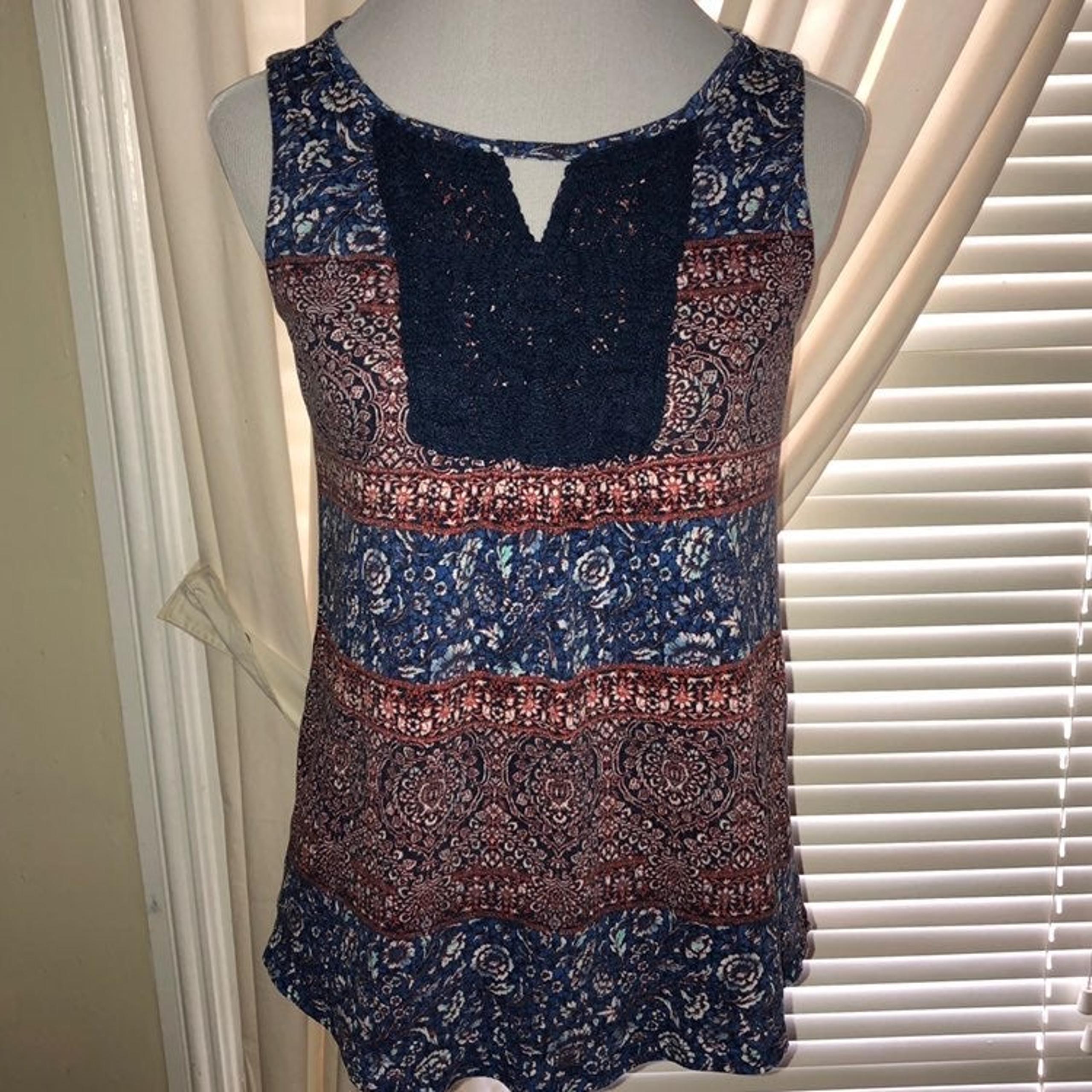 French Laundry Blue Floral Tank, Sz Sm