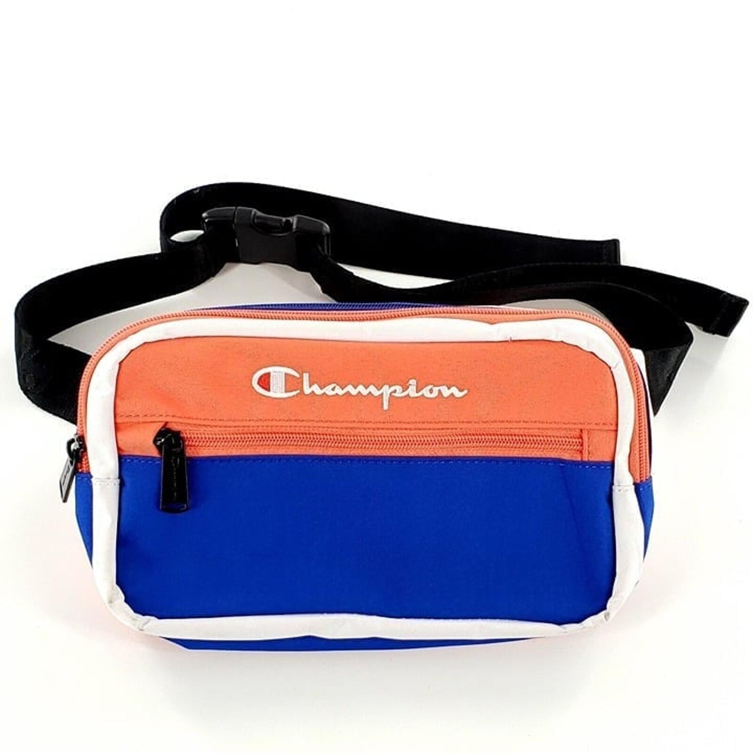Champion Sling Shoulder Waist Fanny Pack Crossbody Bag Spellout Peach/Blue/White