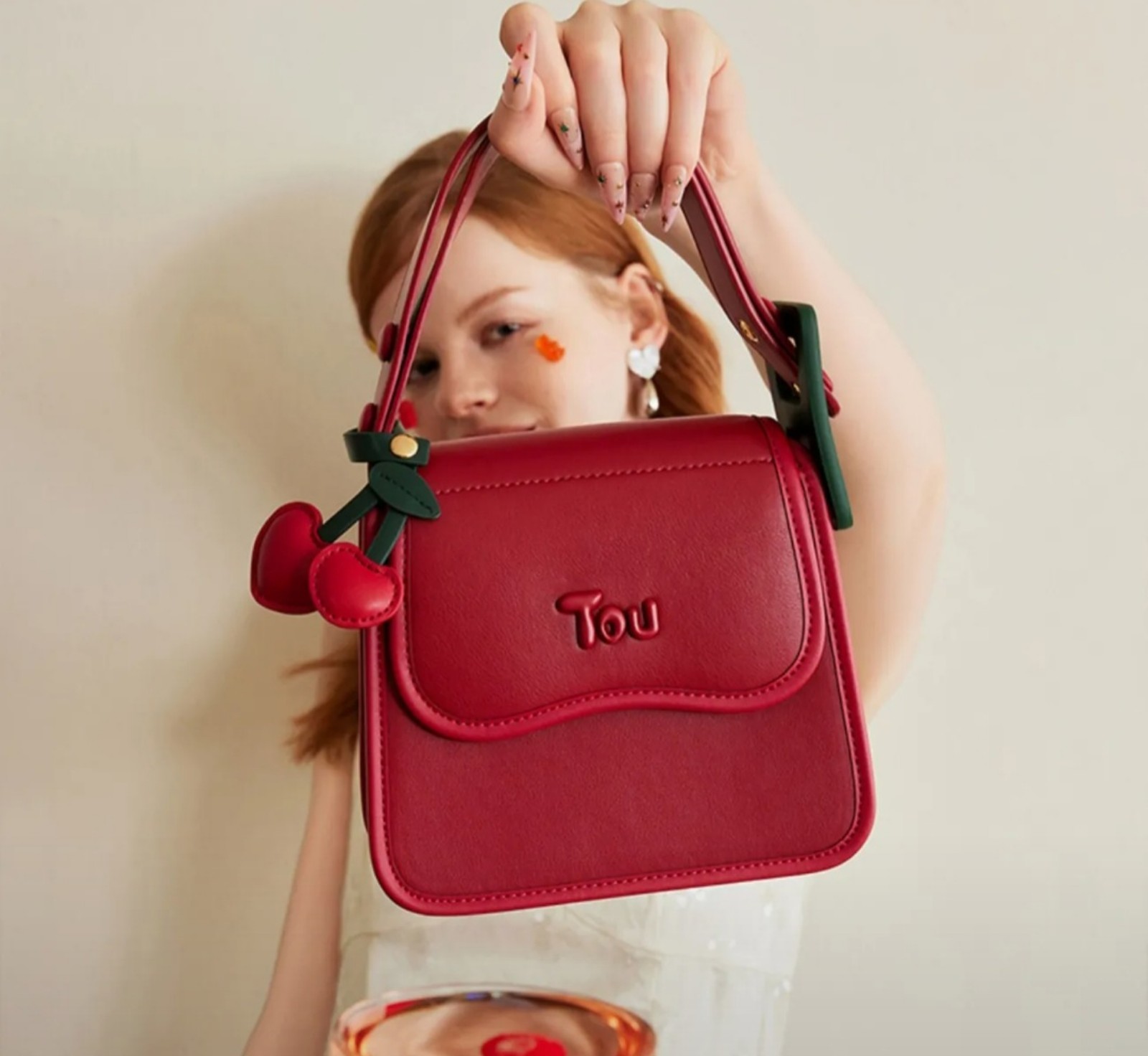 (07) Toutou red cherry bag/ Crossbody / shoulder bag/ cute bag