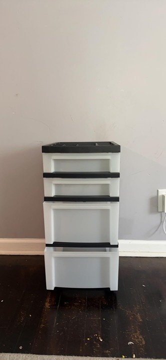Plastic Drawer Storage Organizer Rolling Cart, with Wheels Casters, 4-Drawers