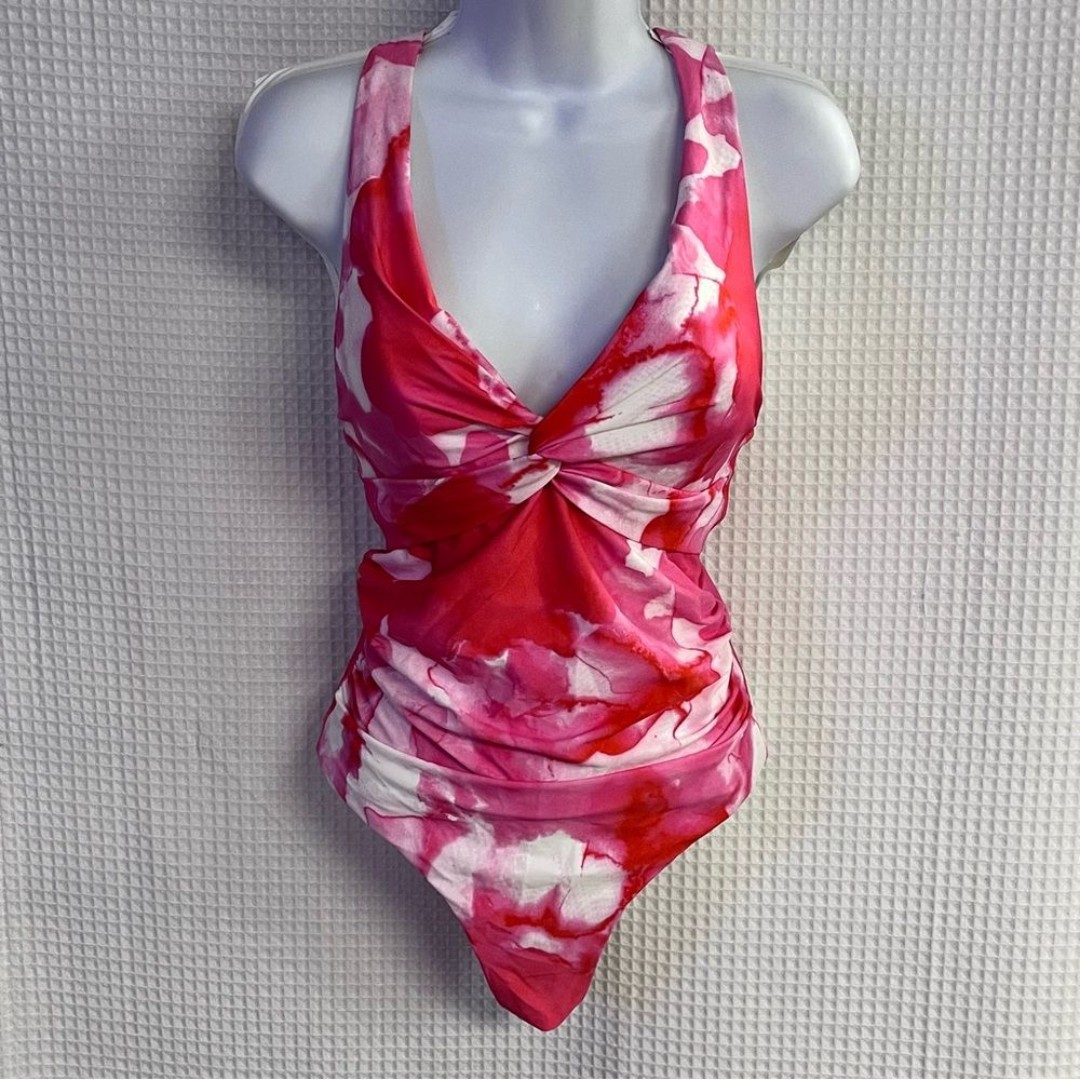 Calvin Klein ladies pink & red floral one piece size 12 (NWT)