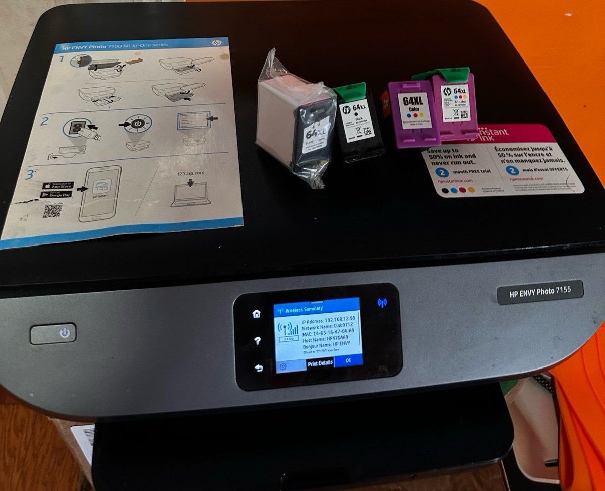 HP Envy Photo 7155 Wireless Color All-in-One Inkjet Printer Used With Ink