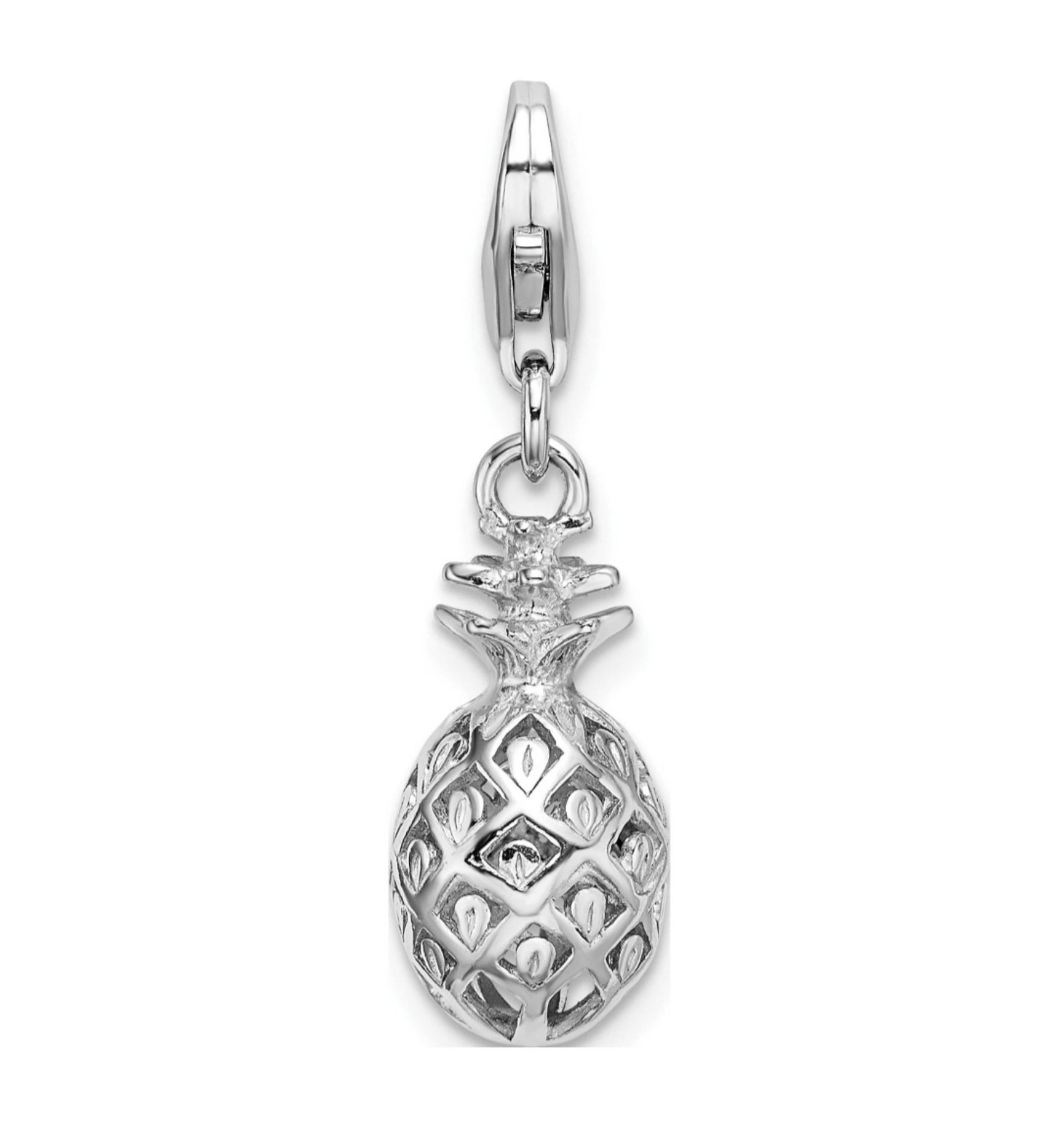 Zales Amore La Vita Silver Polished Pineapple Charm with Fancy Lobster Clasp