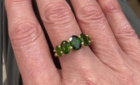 NEW 10K Green Russian Chrome Diopside Yellow Gold Graduated 5 Stone Ring 3.75ctw
