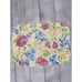 Floral print table cloth, napkins, napkin rings, 2 solid teal placemats