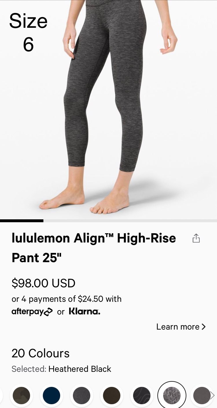 Lululemon Align HR pant 25 size 6 Heathered Black