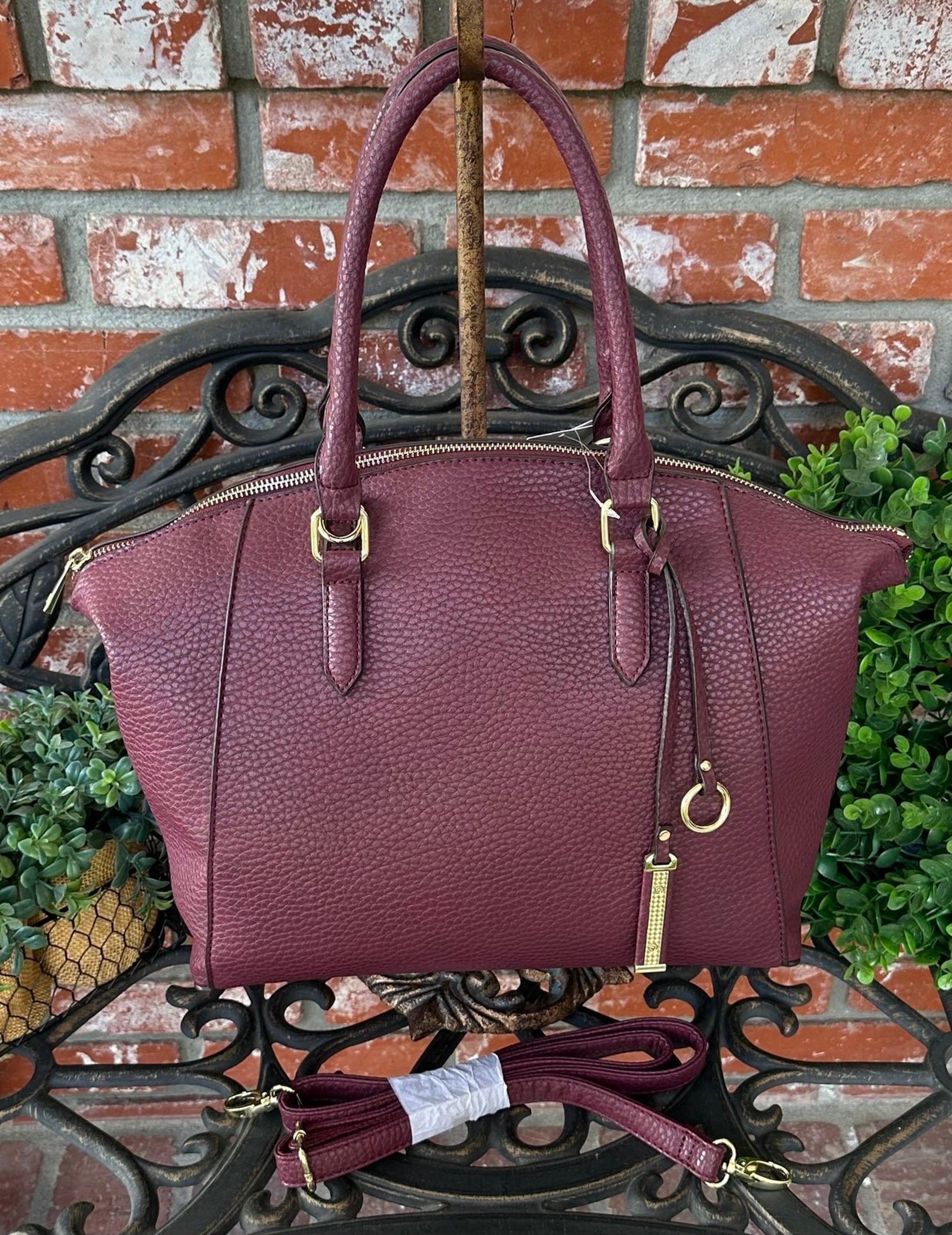 JustFab Handbag; Burgundy Faux Leather W/Dbl Handles; Goldtone Hardware, New W/T
