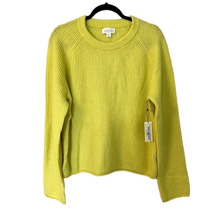 Velvet by Graham & Spencer Long Sleeve Wool Blend Sweater in Citron Sz XL NWT