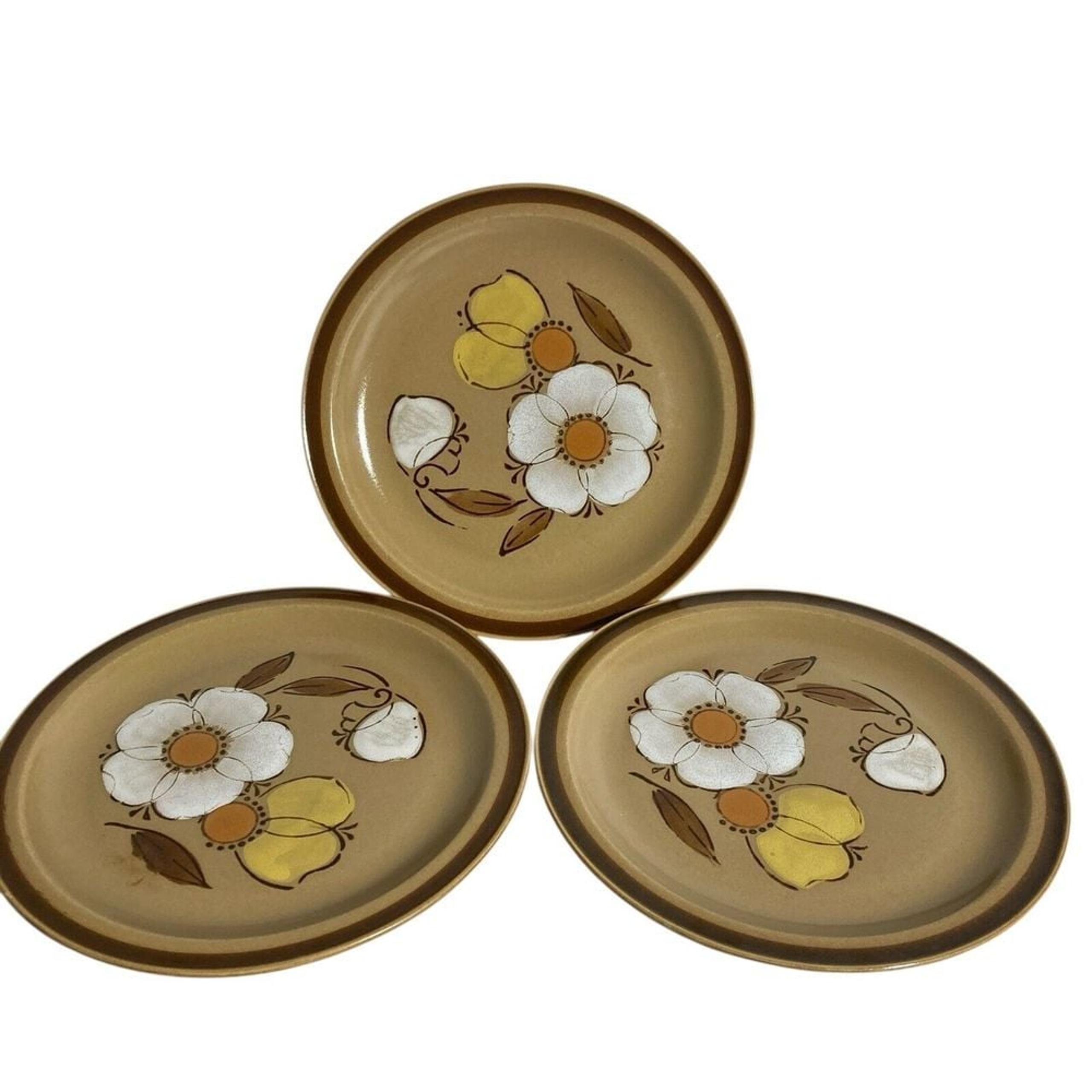 3 Hearthside Dogwood 12 inch Hand Painted Floral Stoneware Dinner Plates Japan