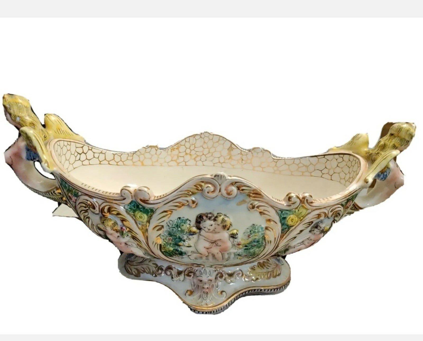 Italian Capodimonte porcelain marked centerpiece Angel Theme - numbered 302/607