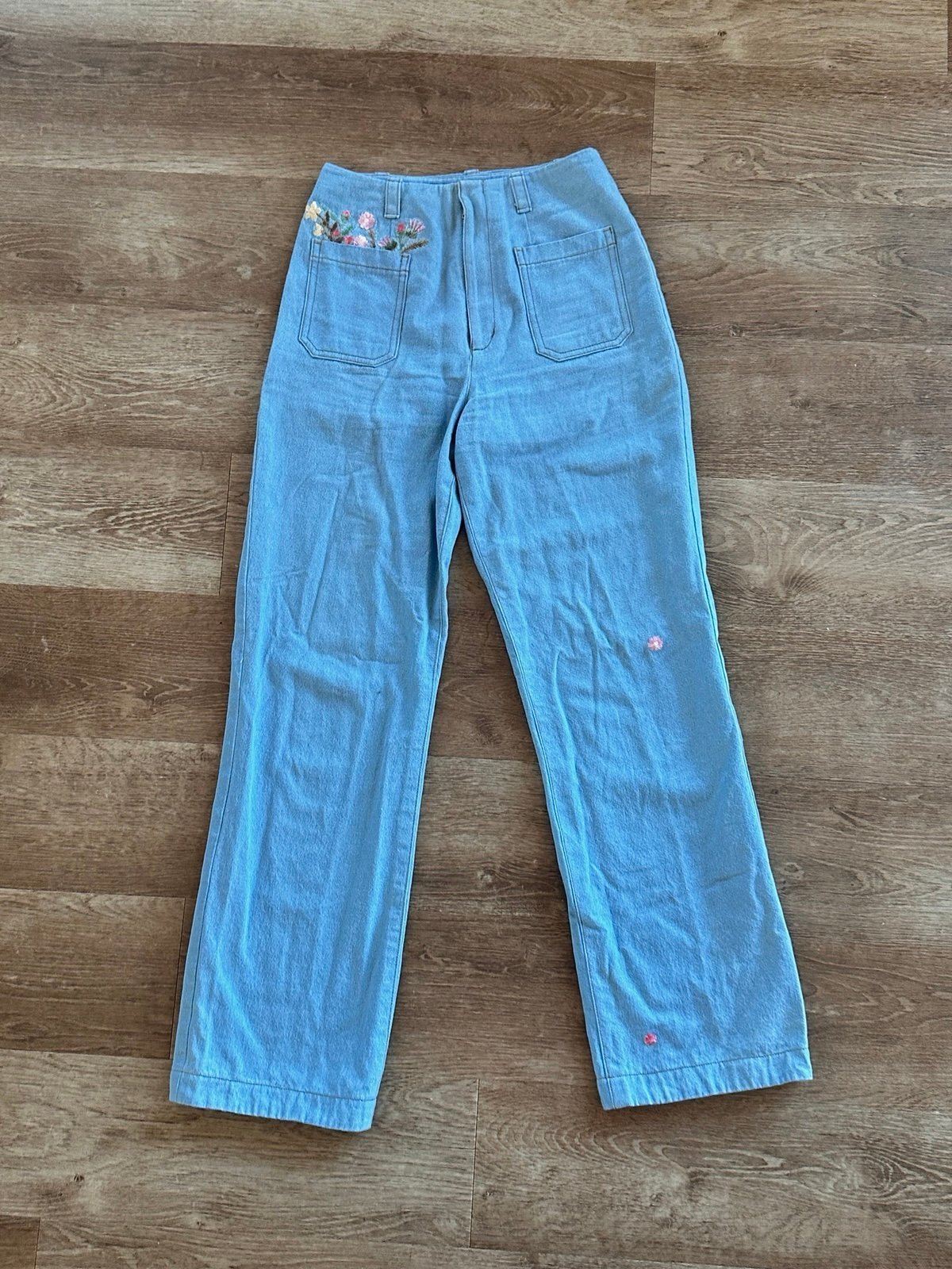 24” Vintage Handmade high waisted embroidered jean
