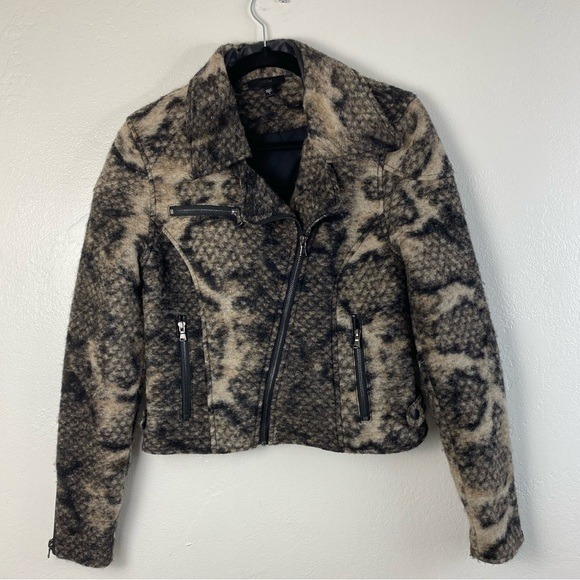 Wool Blend Warm Thick Cozy Moto Snake Animal Print Joe’s Jacket women’s Small