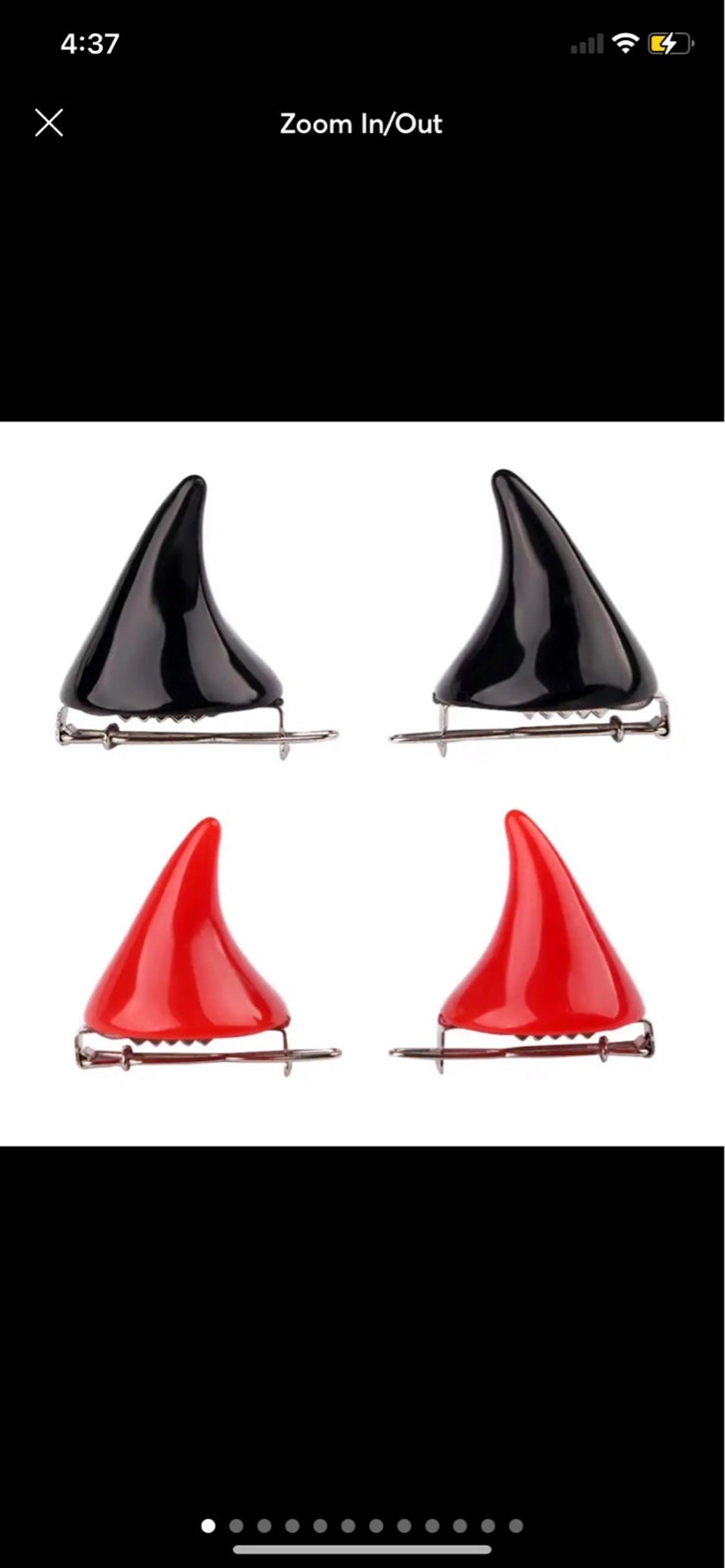 4pc Horn set Red Black Spooky Hair clip new goth cosplay Devil demon monster uni
