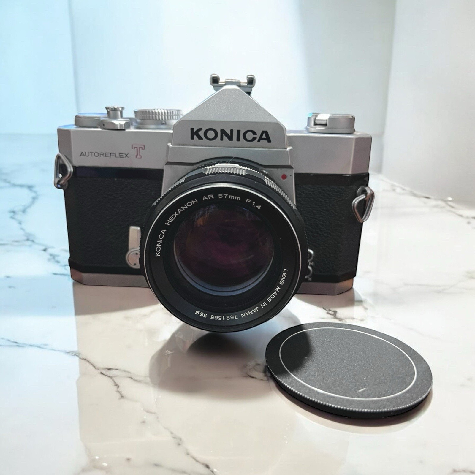 Konica Autoflex T SLR w/ Konica 57mm f 1.4 Film Camera WORKING