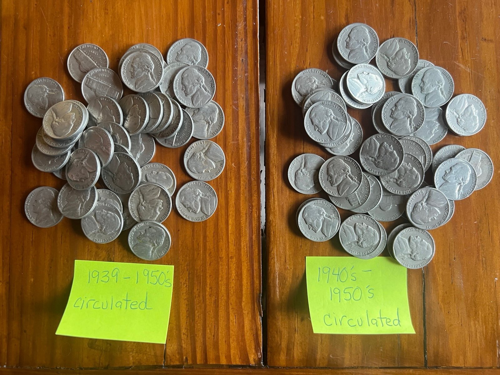 Two rolls of Jefferson nickles circulated 80 coins