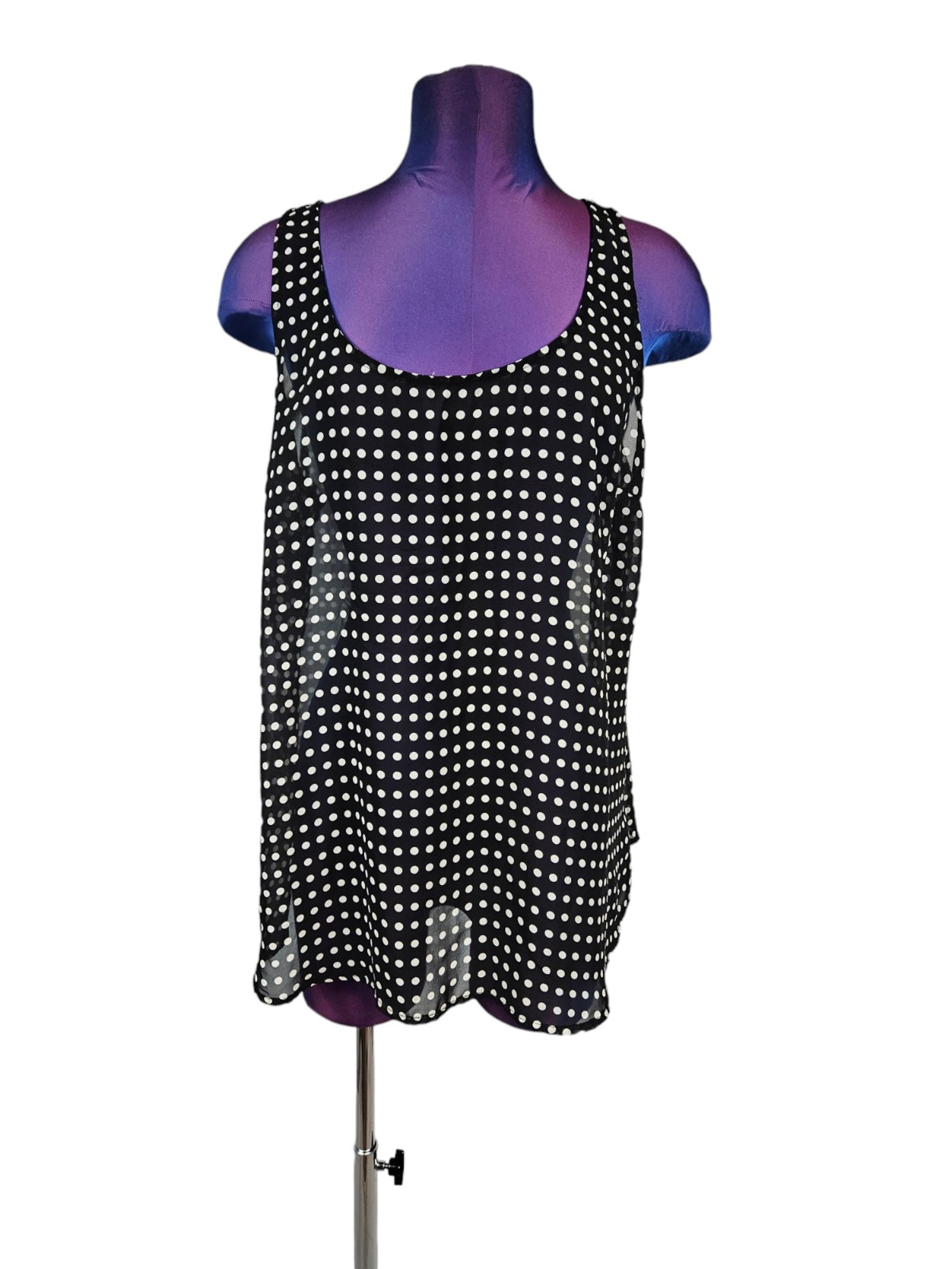 Old Navy Black & White Polka Dot Semi Sheer Cami Tank Top Size XL Women's C87