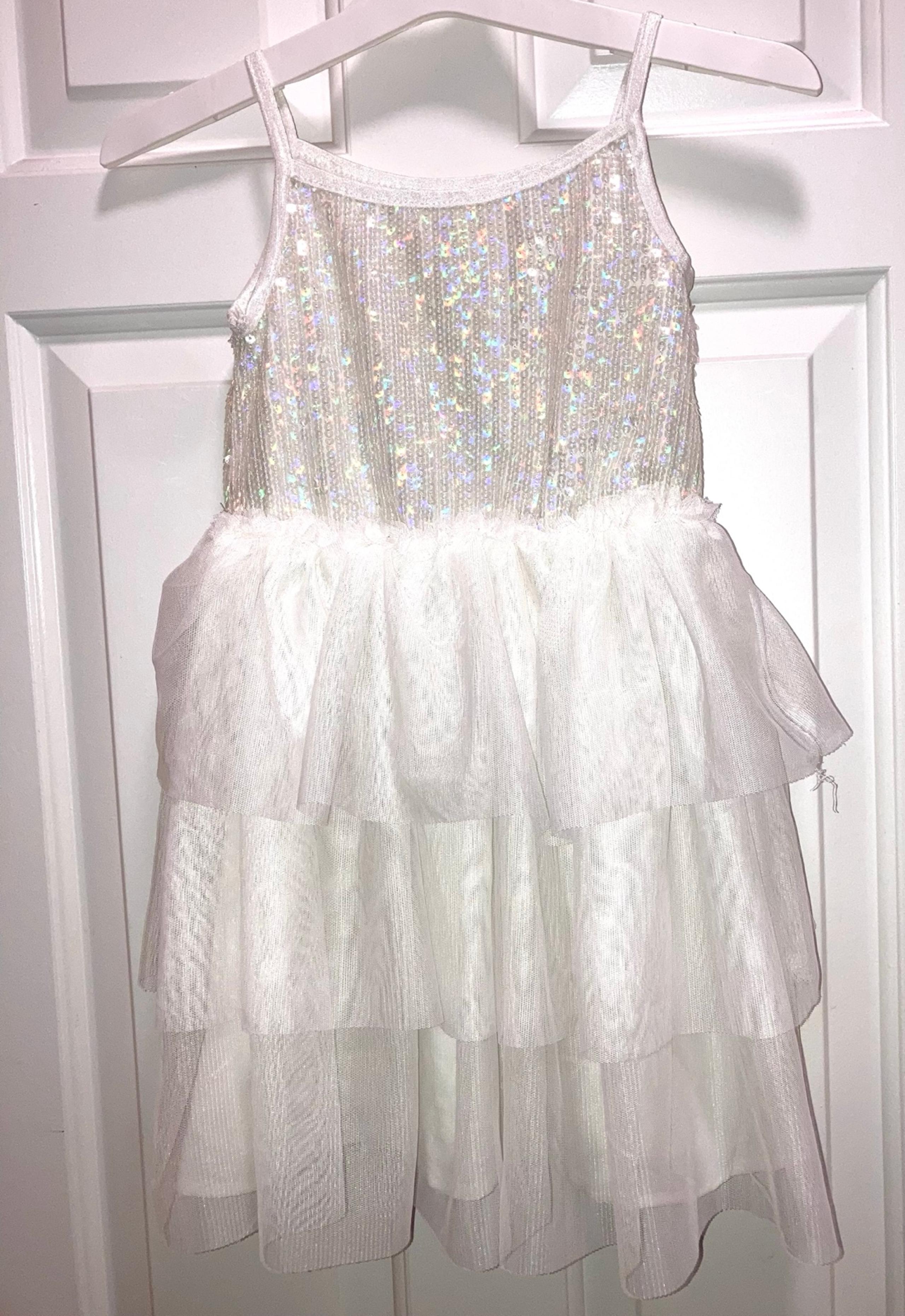 Cat & Jack Girls Sleeveless Tiered Tulle Sequins Dress Size XS (4/5)