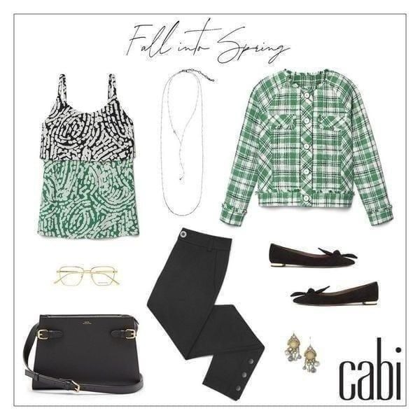 NWT CAbi #5732 Hobnob Two Tier Cami Green/Black XS