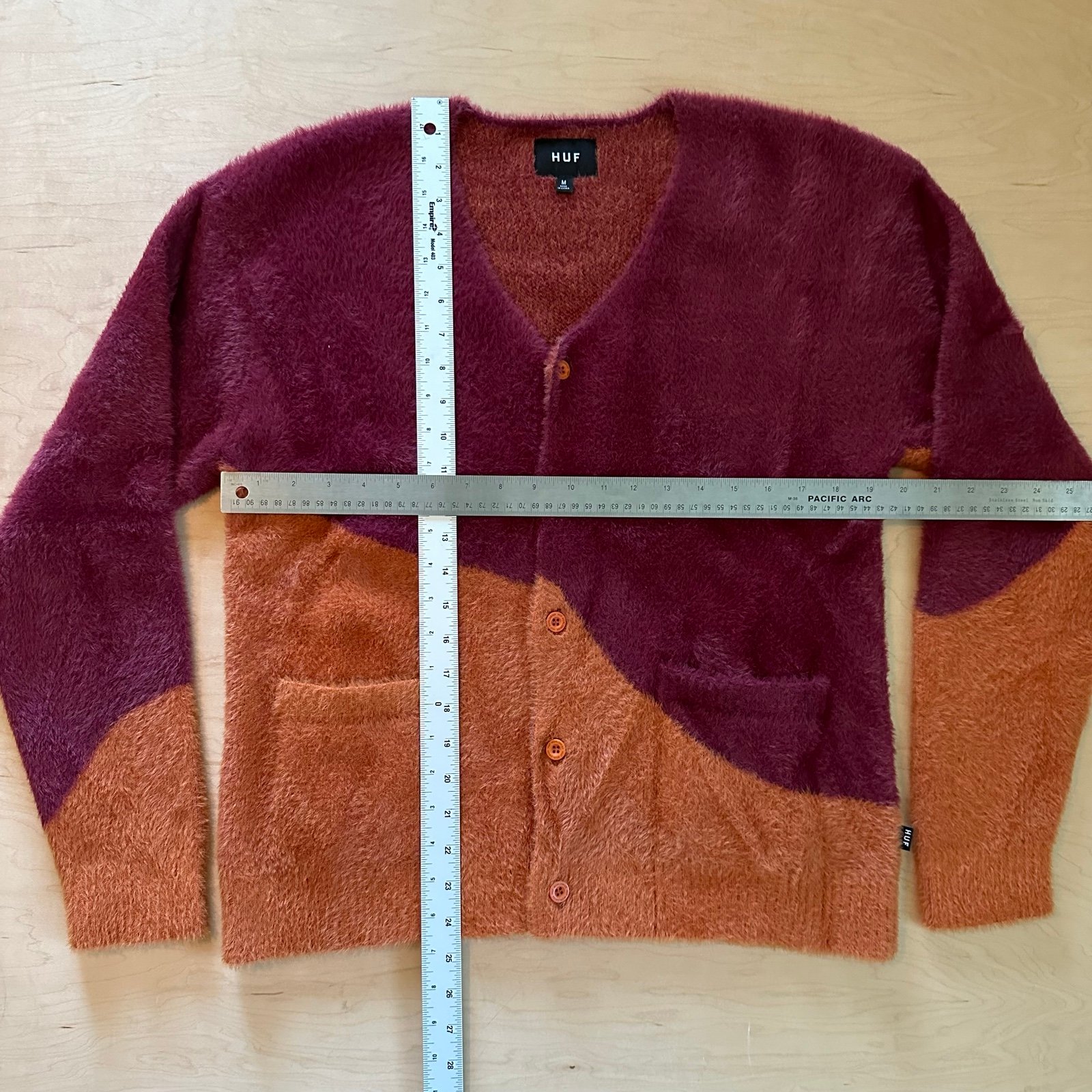 HUF Merged Cardigan in Berry - Medium