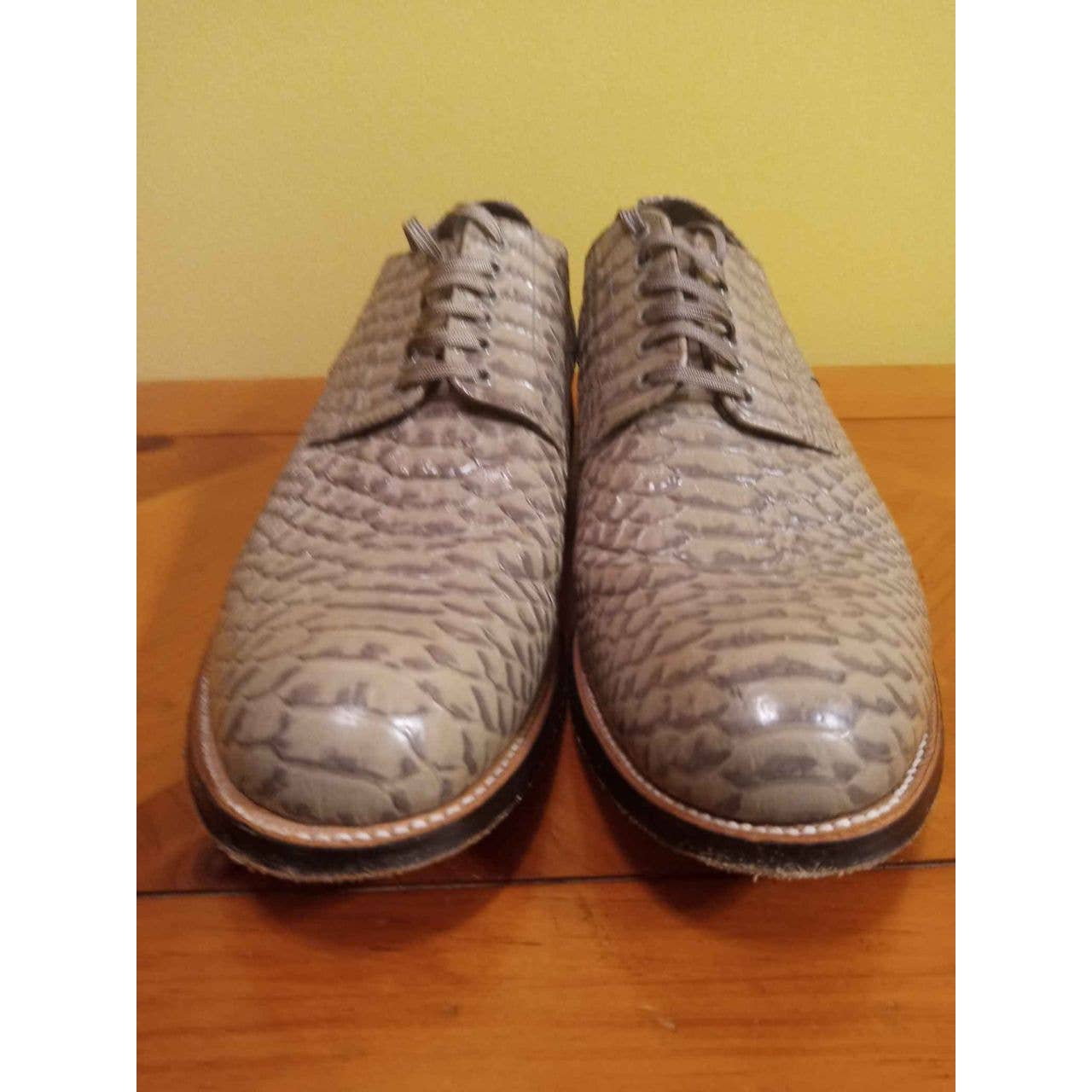 Men's Stacy Adams Anaconda Print Leather Oxfords - Size 10.5 / Gray