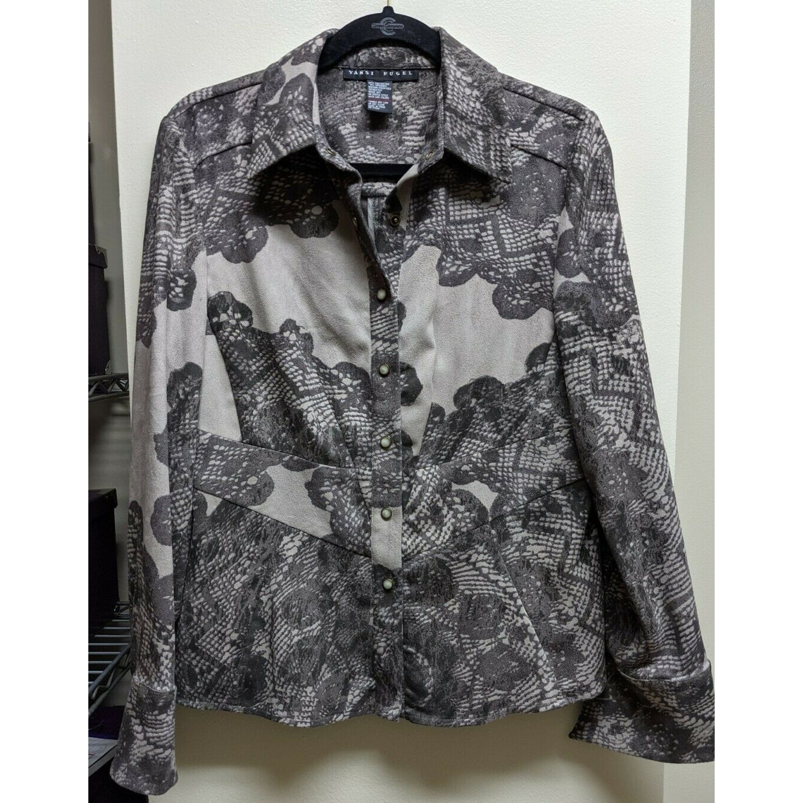Yansi Fugel Snap Shirt Suede like Sz M